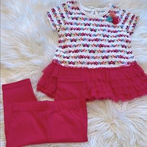 Colorful Striped Top and Pink Leggings Set
